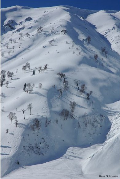 india - ski touring at the side of a glacier