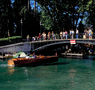 lake annecy holidays - boat on a canal