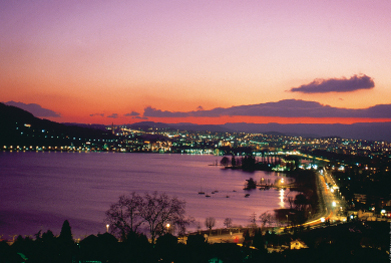 sunset over lake annecy