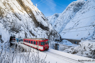 trains to andermatt via Schöllenen Gorge