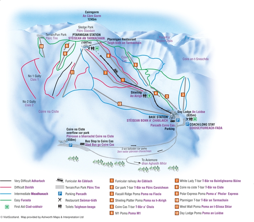 Piste map for Aviemore