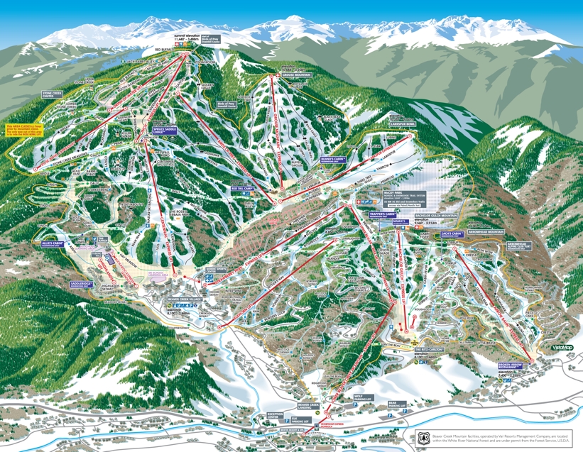 Piste map for Beaver Creek