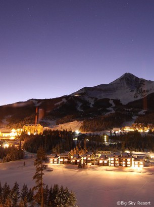 big-sky mountain resort and lone mountain at dusk