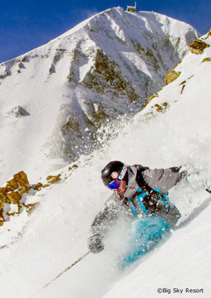 off-piste skiing on lone mountain