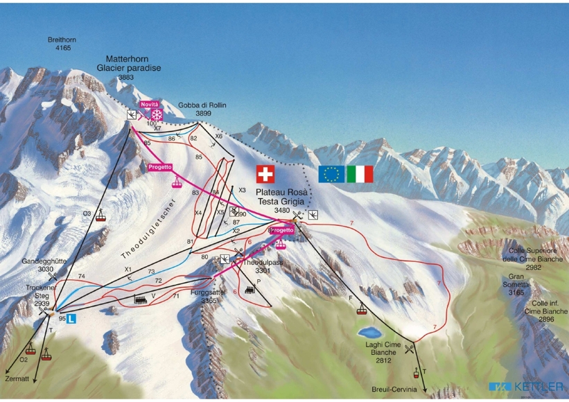 Piste map for Cervinia