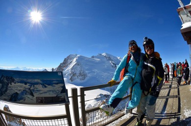 view from the auguille du midi over the vallee blanche