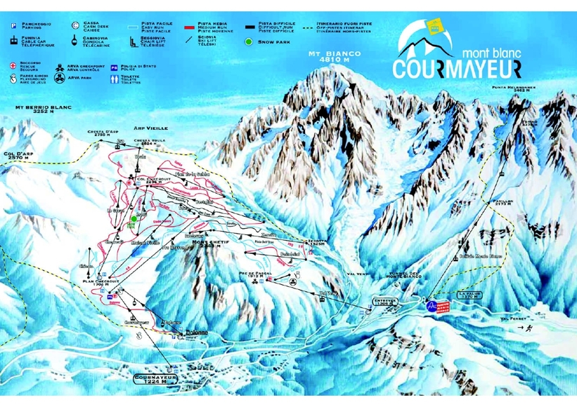 Piste map for Courmayeur