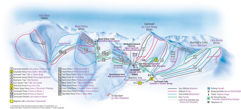 Piste map for Glenshee