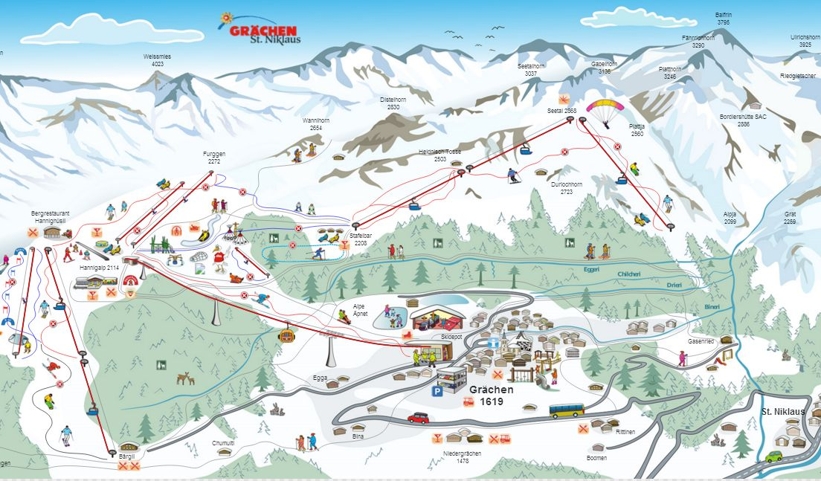 Piste map for Grächen