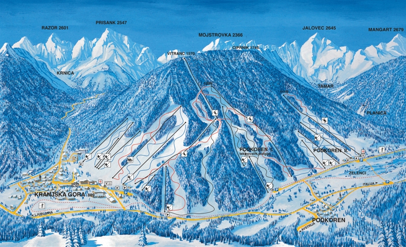 Piste map for Kranjska Gora