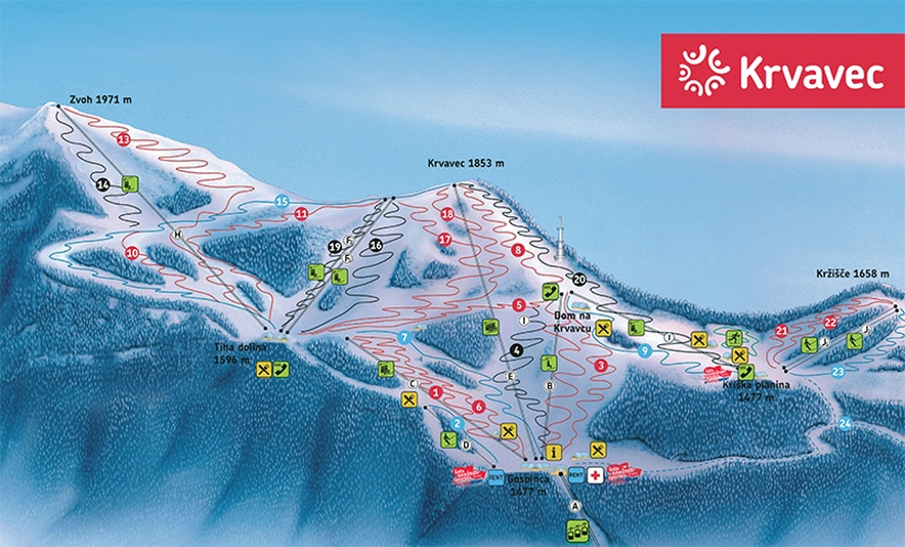 Piste map for Krvavec