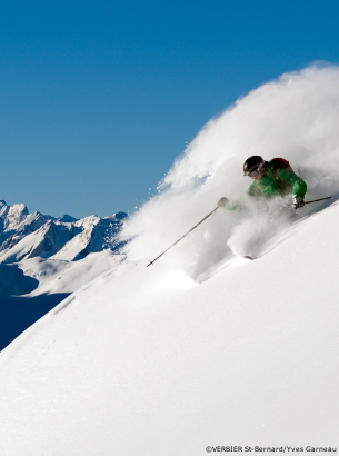 off piste skiing in la-tzoumaz, 4 valleys, switzerland