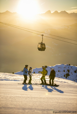 laax ski holidays, sunset on the slopes