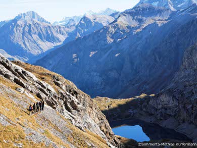 hiking around lake iffigsee in lenk, switzerland