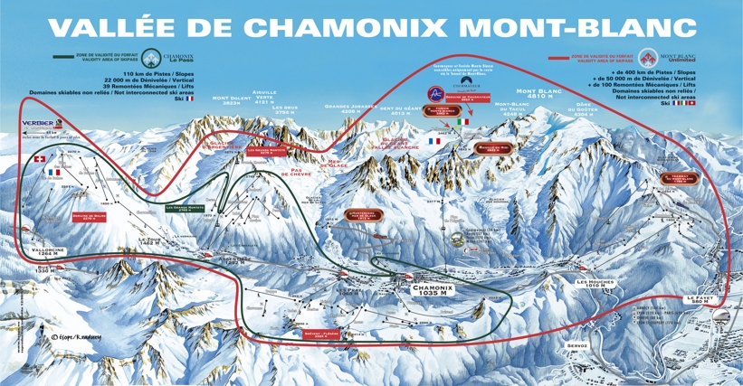 Piste map for Les Houches