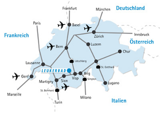 leukerbad-map showing how to get to Leukerbad