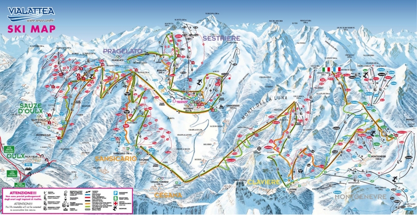 Piste map for Montgenevre