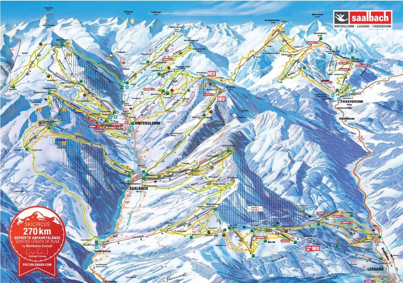 Piste map for Saalbach - Hinterglemm