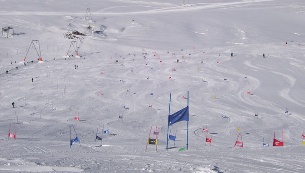 summer skiing on the Allalin glacier at saas fee