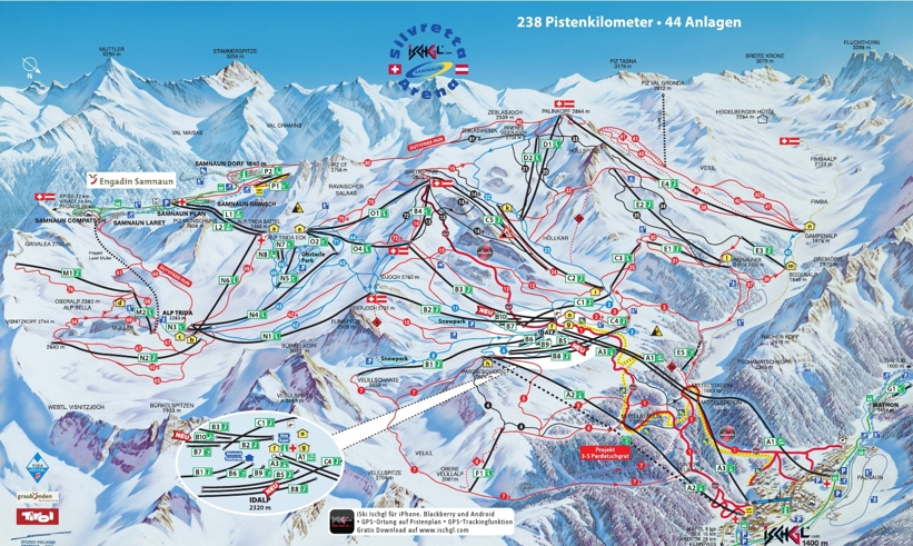 Piste map for Samnaun