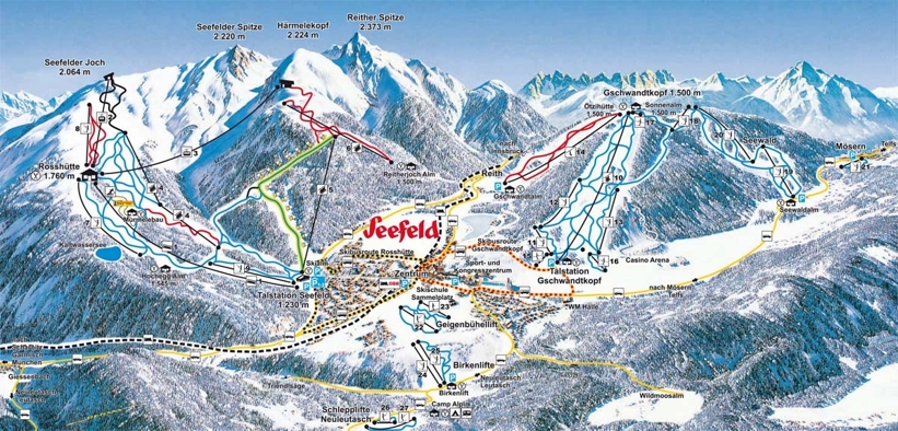 Piste map for Seefeld