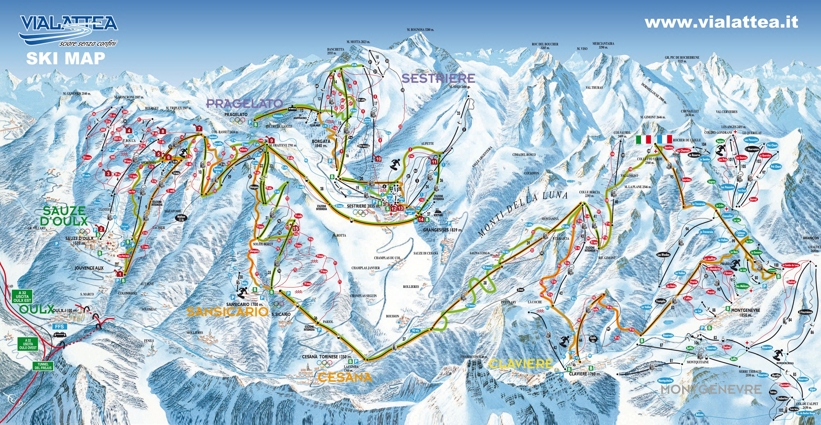 Piste map for Sestriere