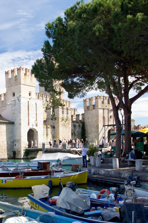 sirmione castello on the beautiful lake garda, italy