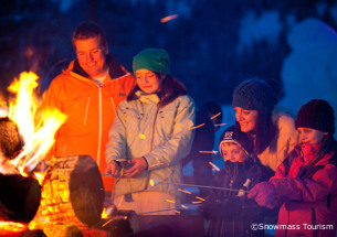 toasting marh mellows at snowmass ski resort