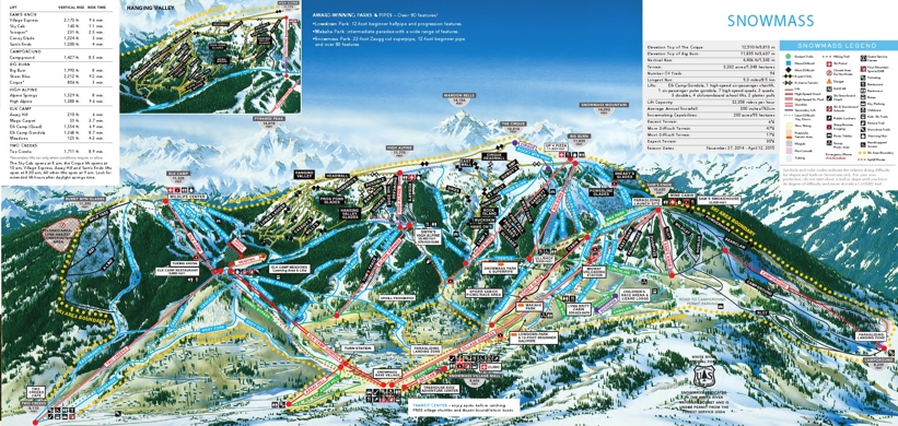 Piste map for Snowmass Village