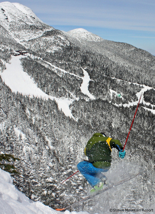 off-piste skiing on mansfield mountain, stowe ski holidays, vermont