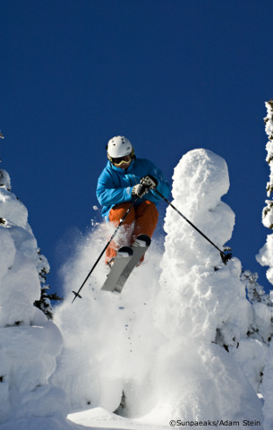 off-piste skiing through the ghosts at sun peaks ski resort