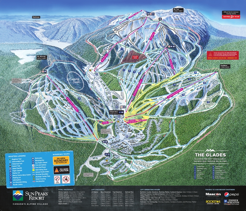 Piste map for Sun Peaks