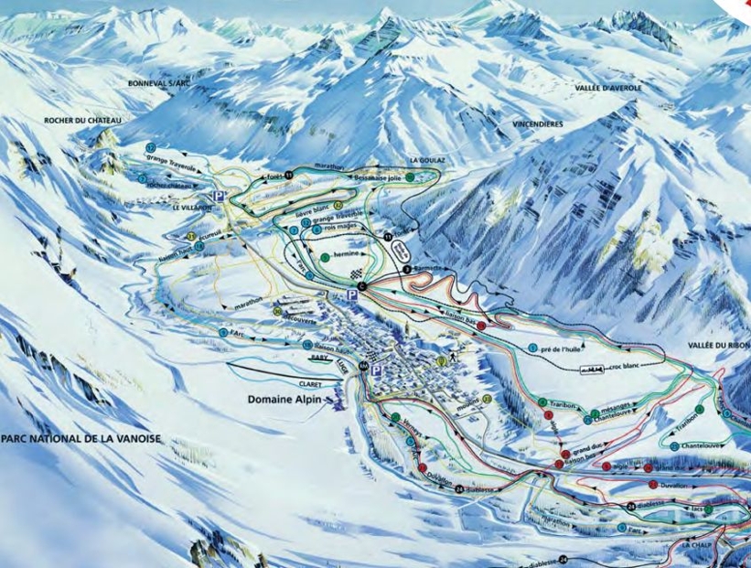 Piste map for Val Cenis Vanoise