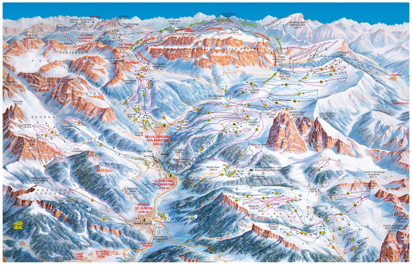 Piste map for Val Gardena-Selva 