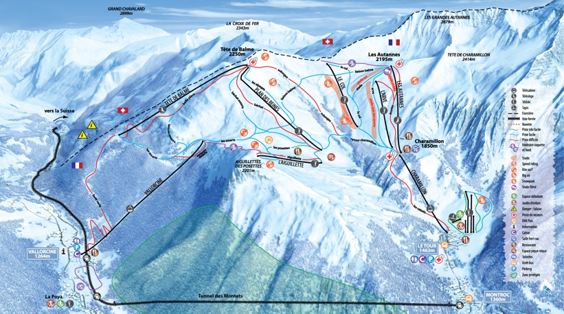 Piste map for Vallorcine