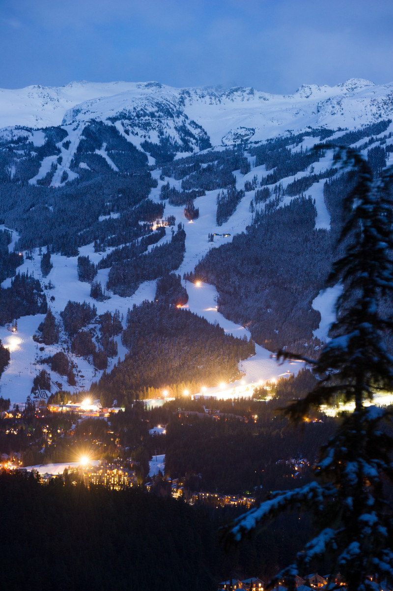 whistler blackcomb mountains at dusk