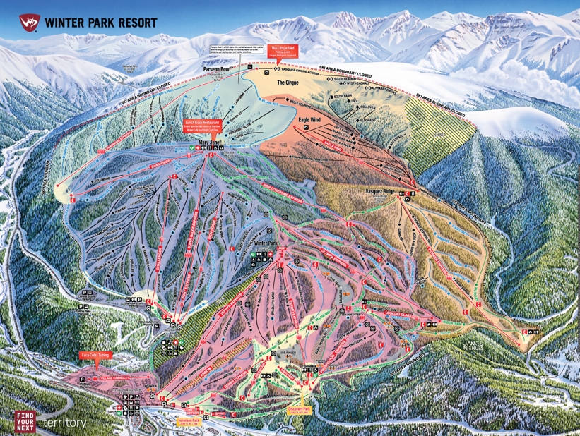 Piste map for Winter Park