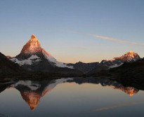 riffelsee lake with the matterhorn in the morning